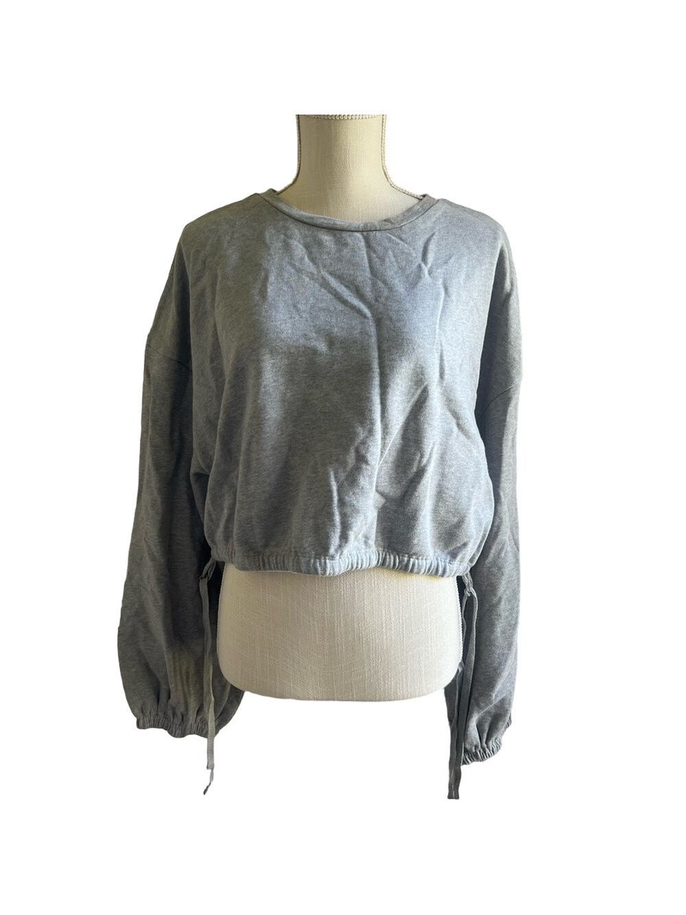 Open Edit NEW Women's Cropped Pull Over Dual Drawstring Sweatshirt Size L